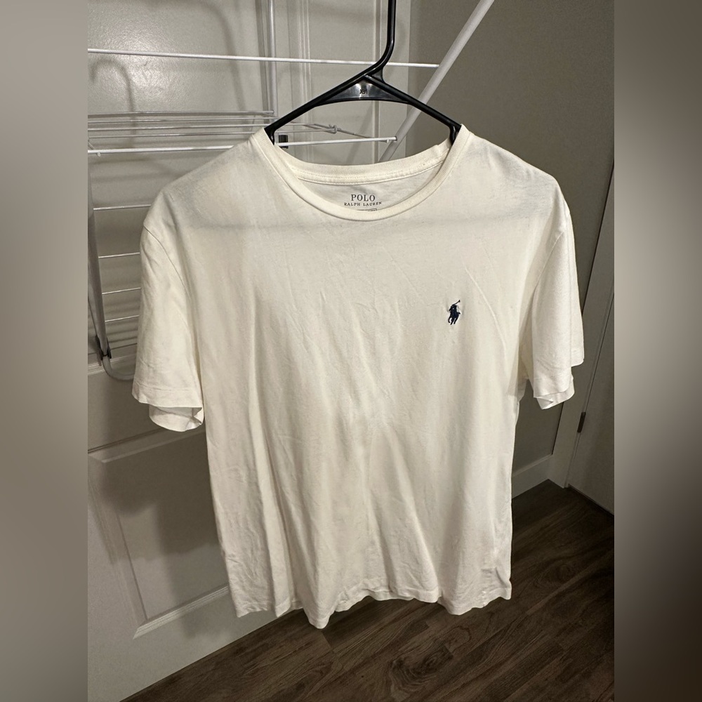 Lightly used men polo Ralph Lauren t shirt M white